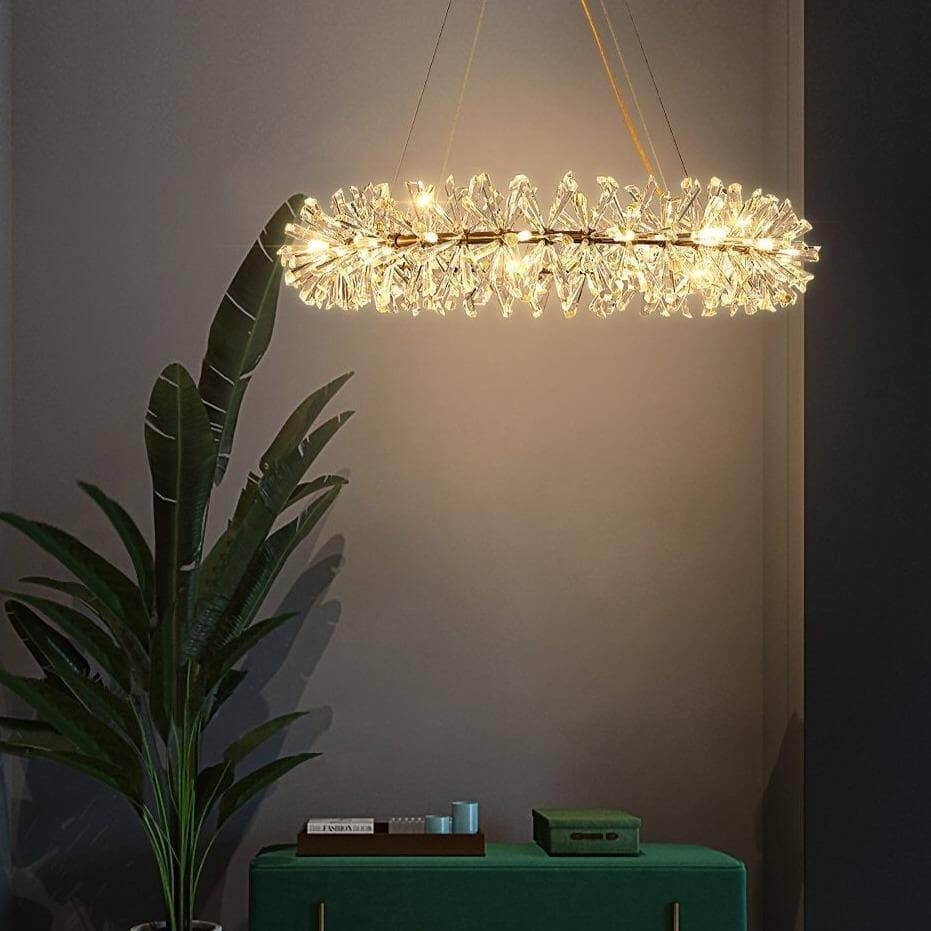 Gold Crystal Ring Chandelier - Single or Double Layer - view 3