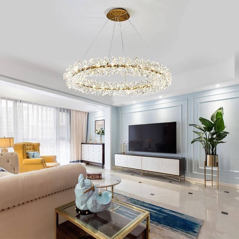 Gold Crystal Ring Chandelier - Single or Double Layer - view 4