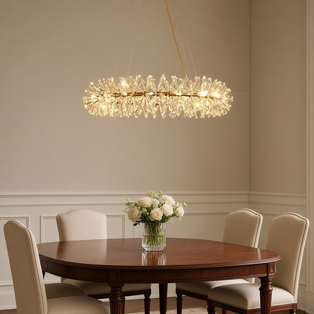 Gold Crystal Ring Chandelier - Single or Double Layer