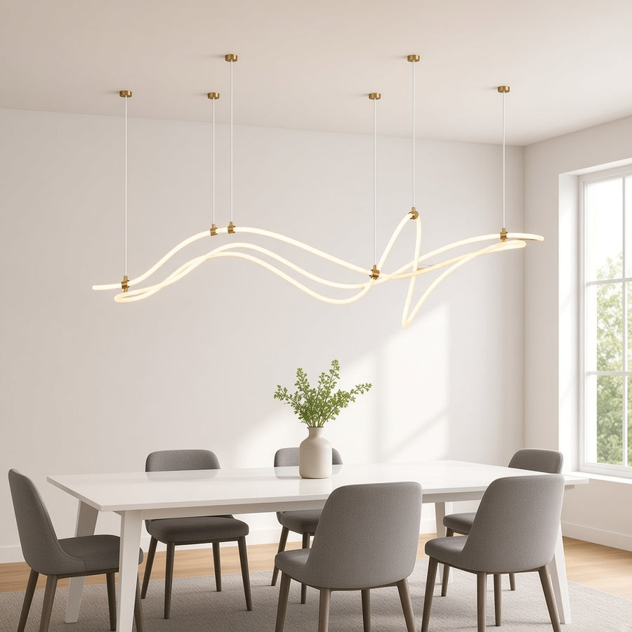 Gold Geometric Line LED Chandelier