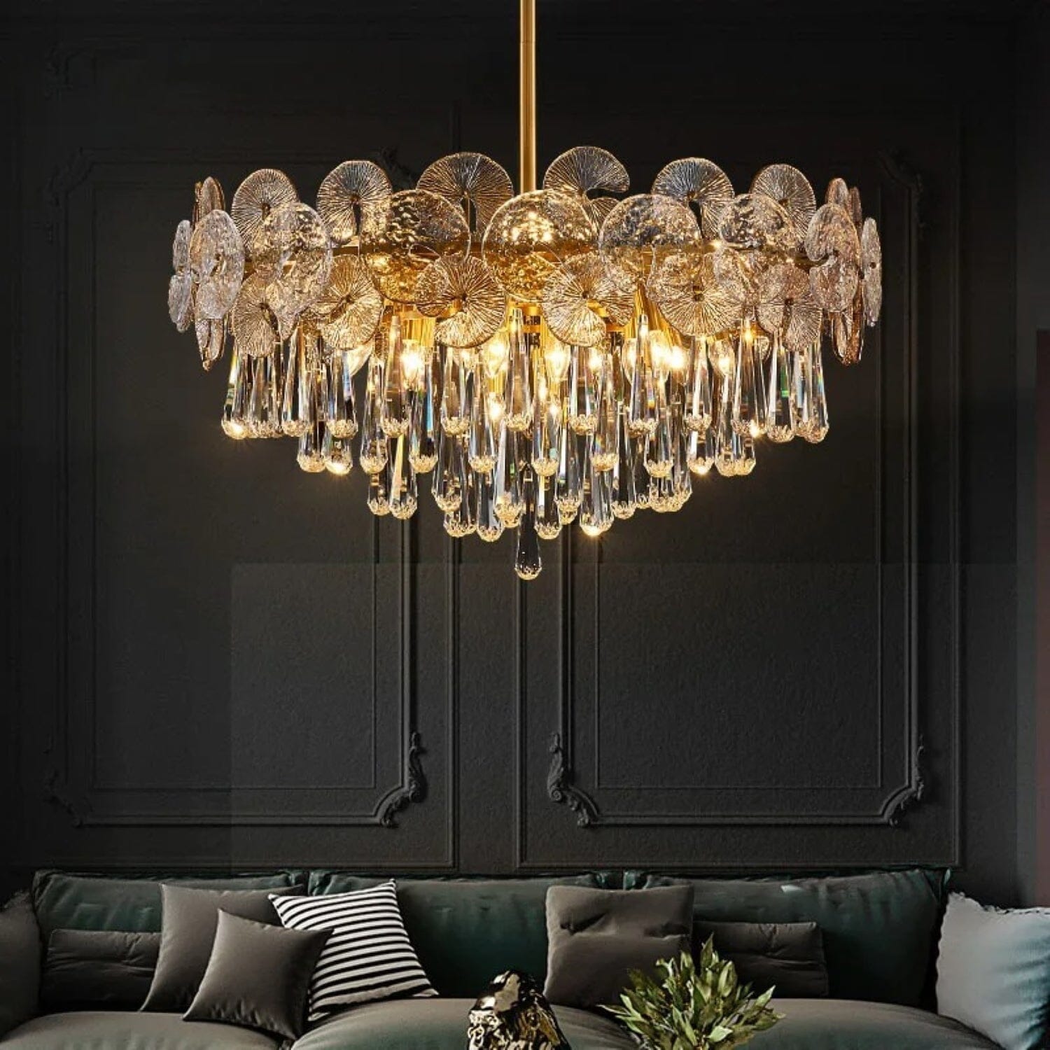 Gold Glass Globe Chandelier - Chain or Rod - view 12