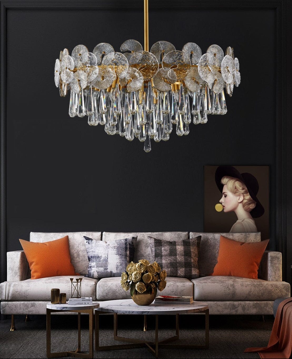 Gold Glass Globe Chandelier - Chain or Rod - view 6