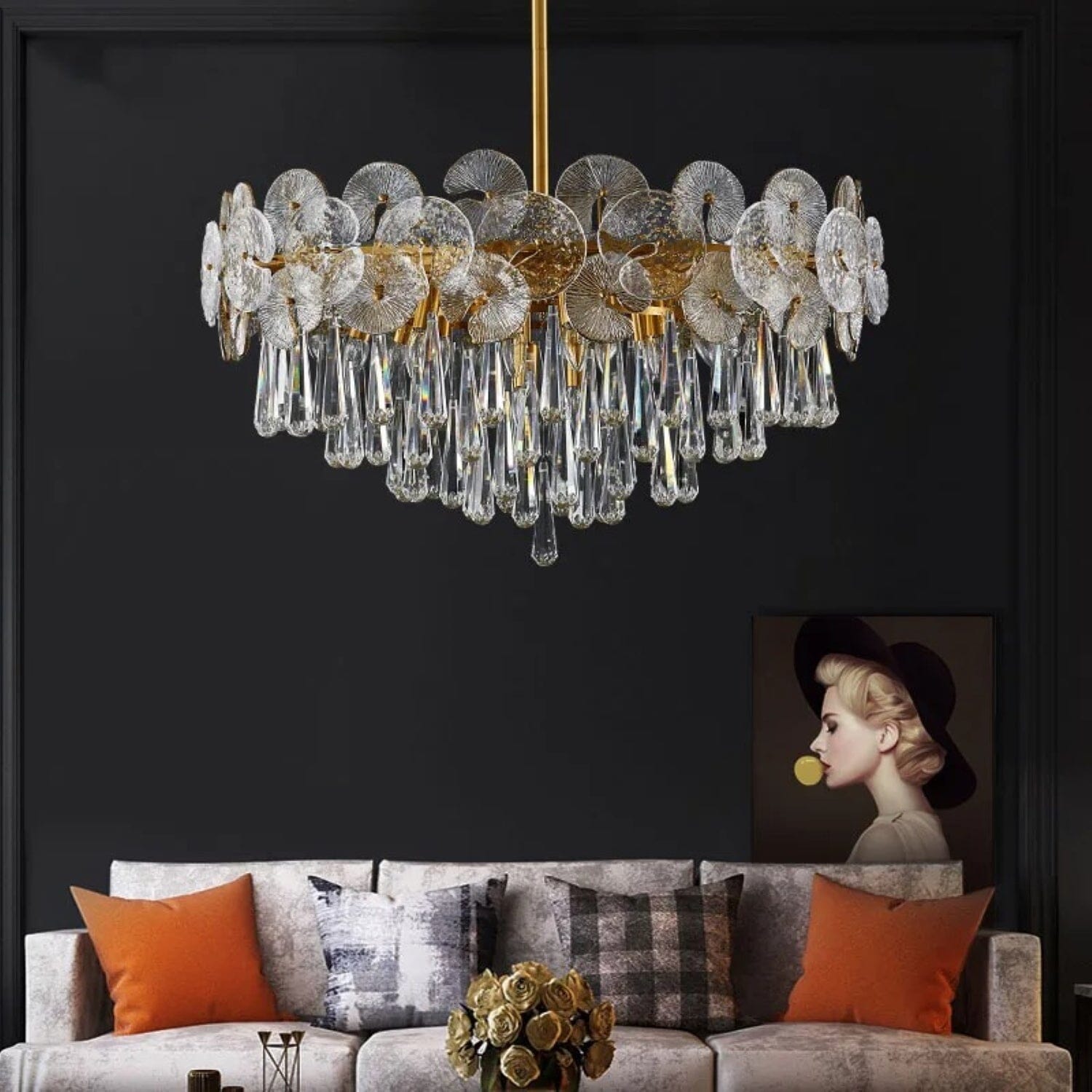 Gold Glass Globe Chandelier - Chain or Rod - view 9