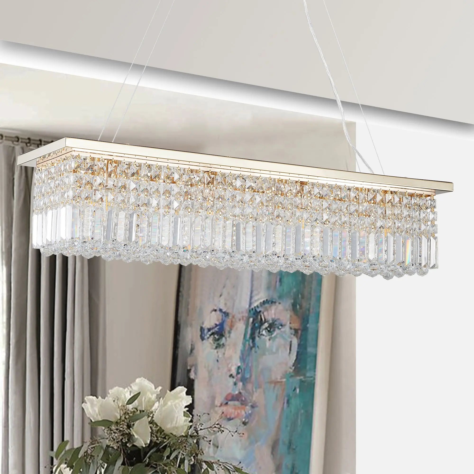 Gold Linear Crystal Chandelier - view 5