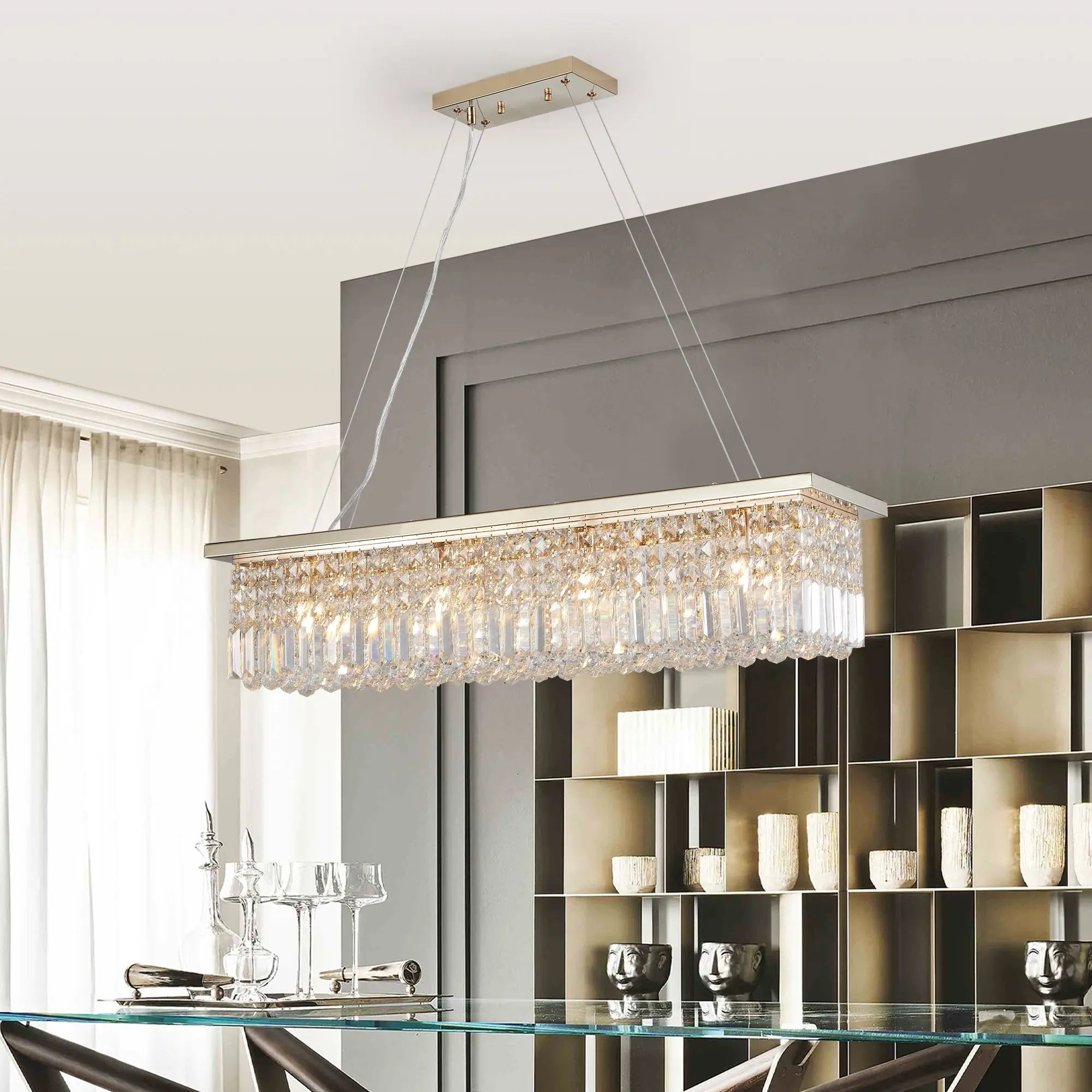 Gold Linear Crystal Chandelier - view 6