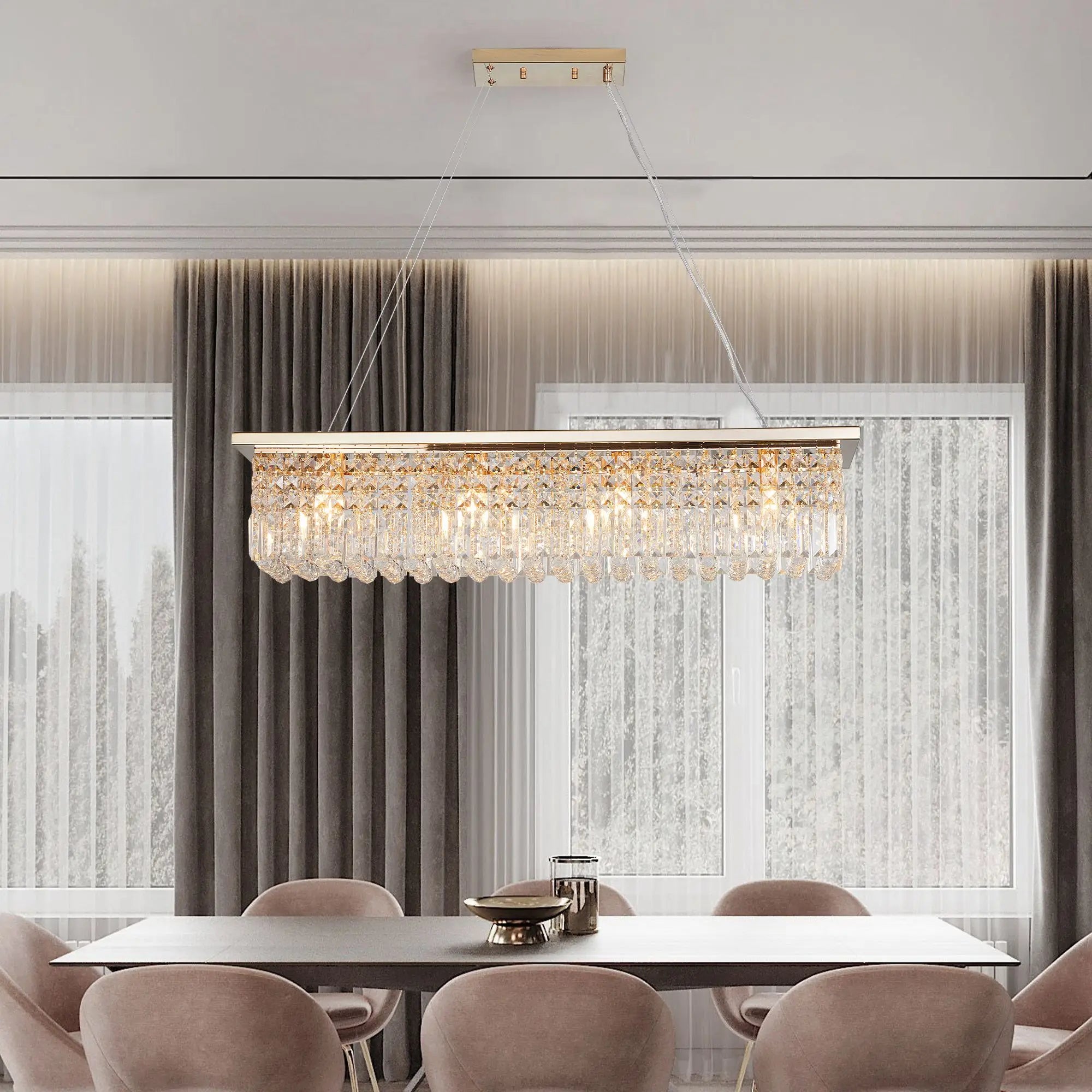 Gold Linear Crystal Chandelier - view 7