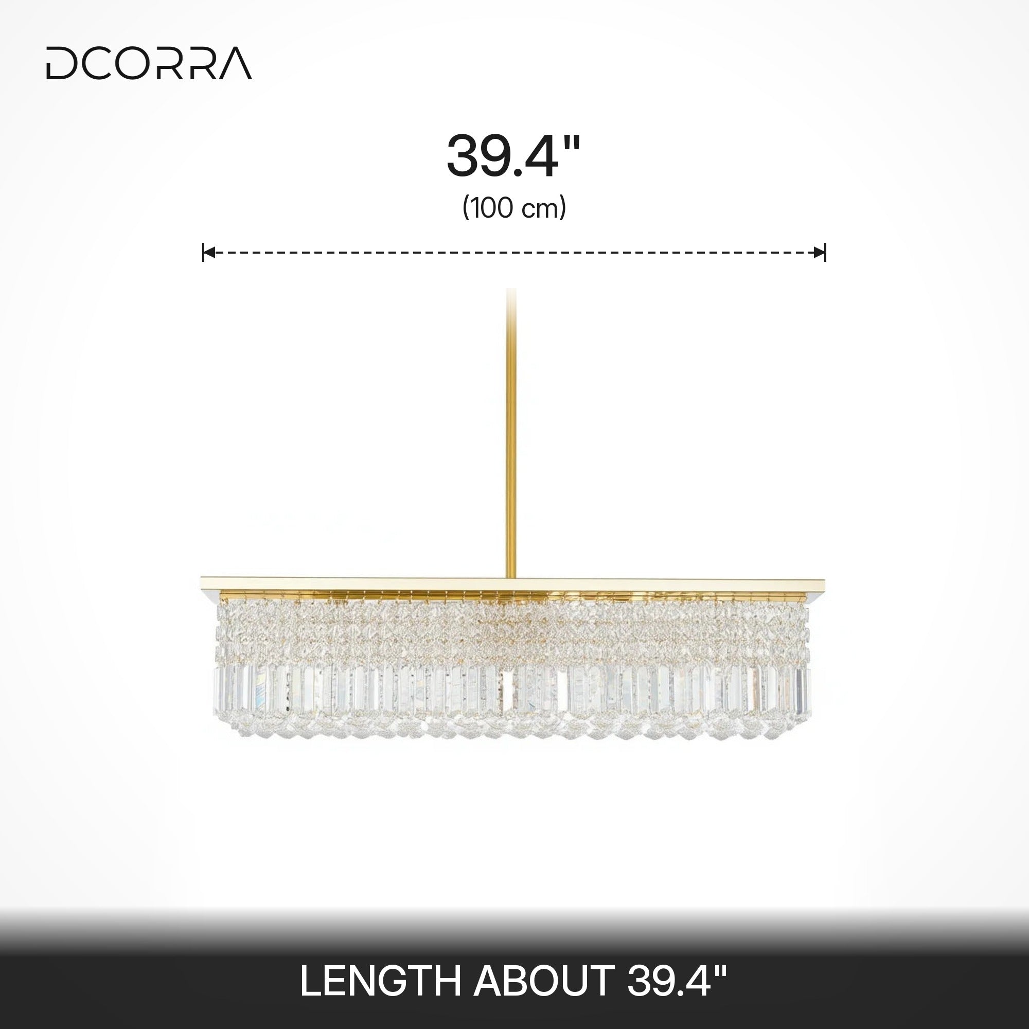 Gold Linear Crystal Chandelier - dimensions