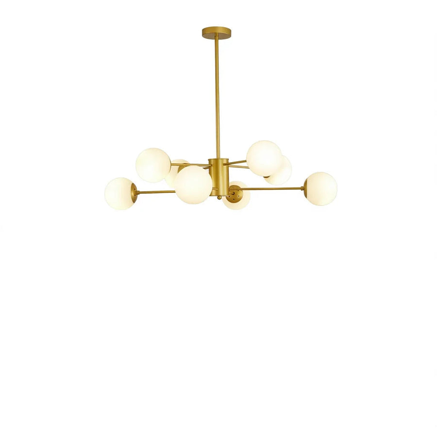 Gold Sputnik 8-Globe Chandelier on a white background