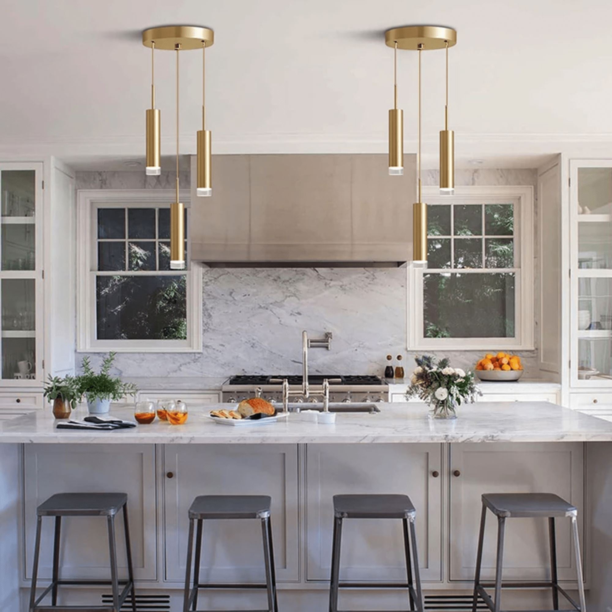 Gold Tube Pendant Light - 1 to 3 Lights - view 6
