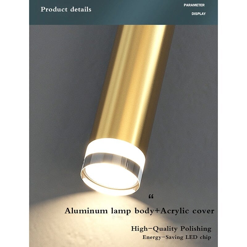 Gold Tube Pendant Light - 1 to 3 Lights - view 7