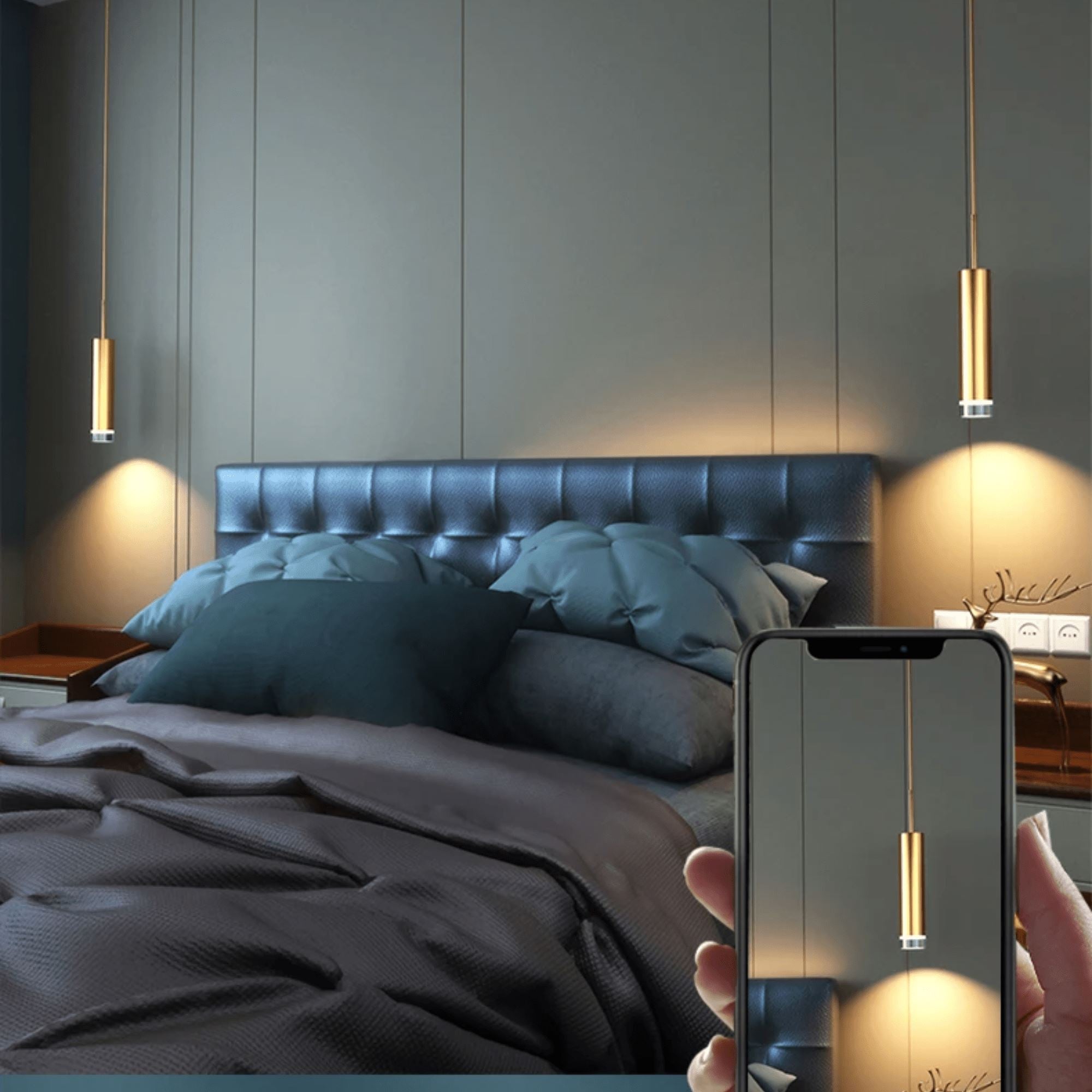 Gold Tube Pendant Light - 1 to 3 Lights - view 9