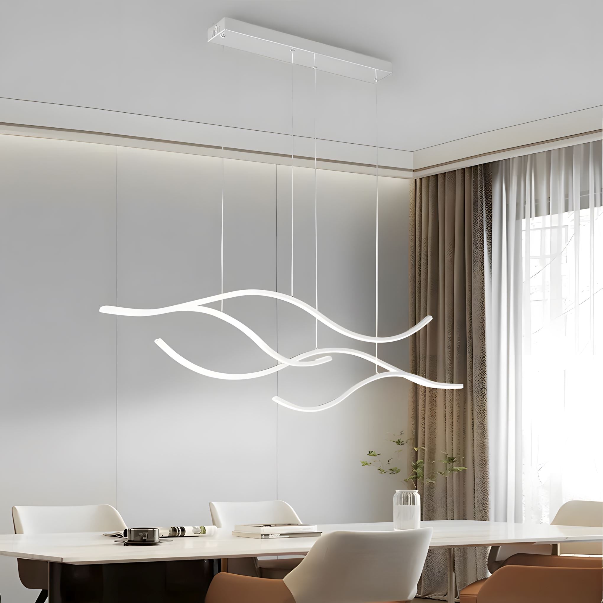 Gold Wave LED Linear Chandelier - 47.2'' / Cool White (Dimmable) / Chrome