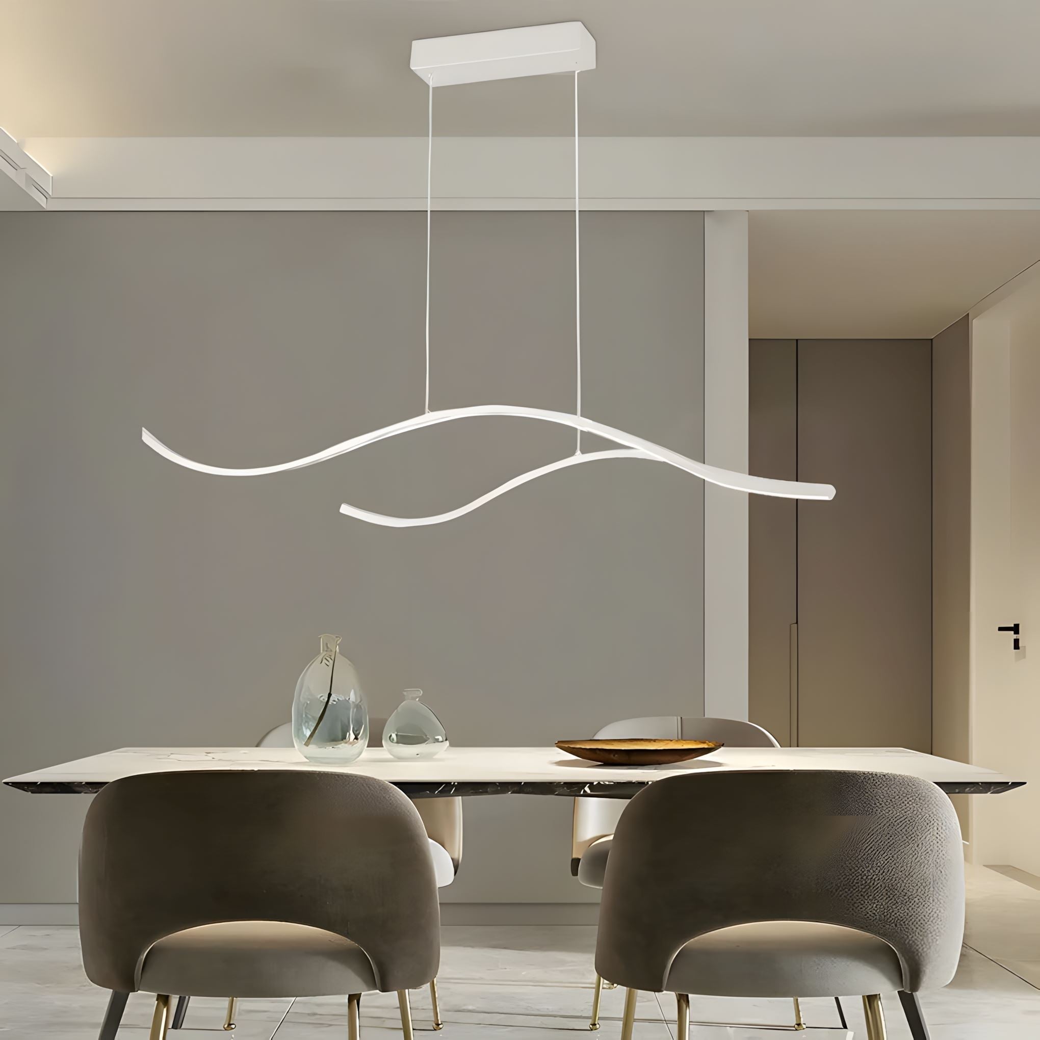 Gold Wave LED Linear Chandelier - 39.3'' / Chrome