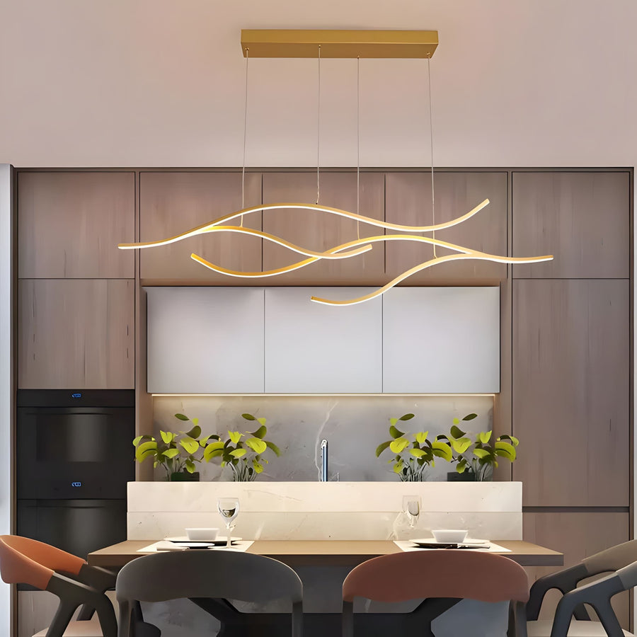 Gold Wave LED Linear Chandelier - 47.2'' / Gold