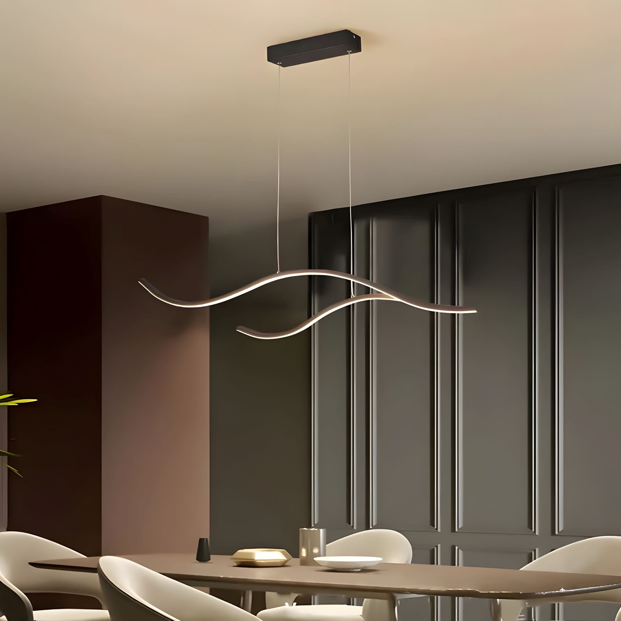 Gold Wave LED Linear Chandelier - 39.3'' / Black