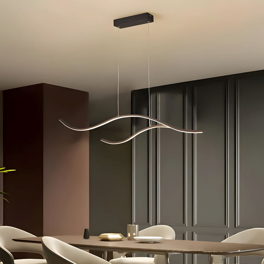 Gold Wave LED Linear Chandelier - 39.3'' / Black