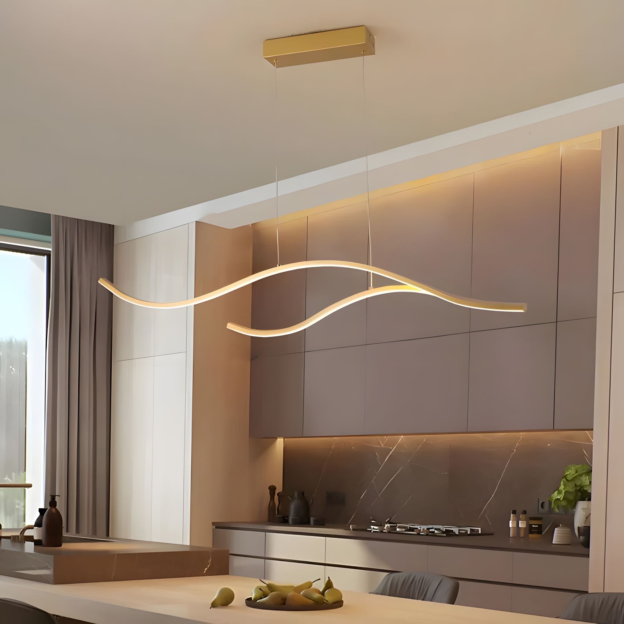 Gold Wave LED Linear Chandelier - 39.3'' / Gold