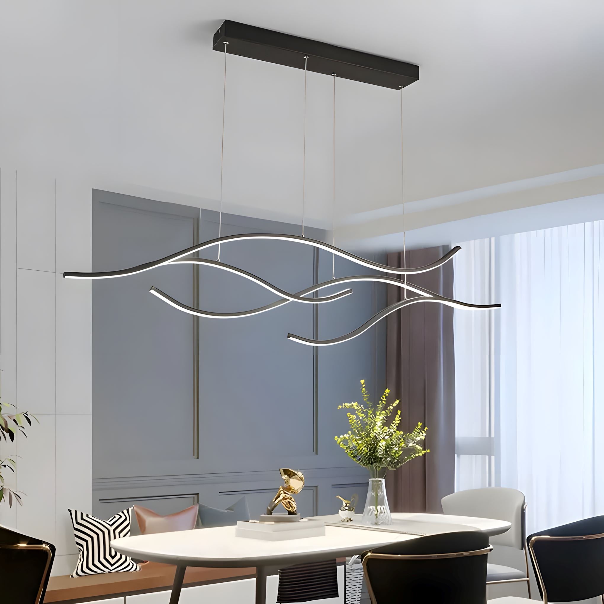 Gold Wave LED Linear Chandelier - 47.2'' / Black