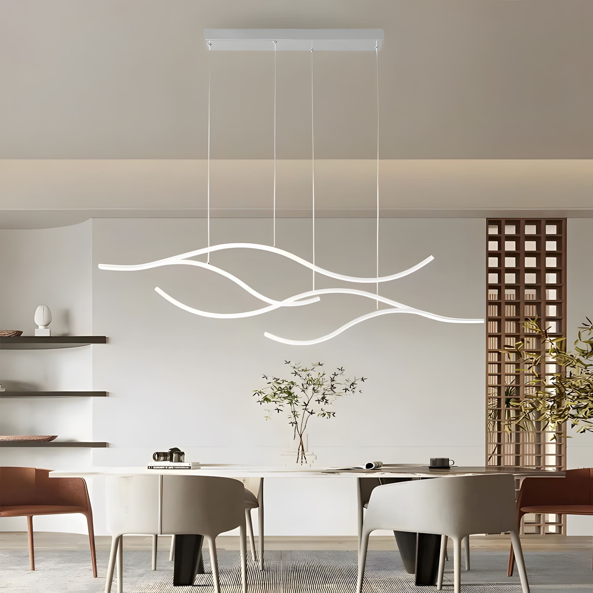 Gold Wave LED Linear Chandelier - 47.2'' / Warm White (Dimmable) / Chrome