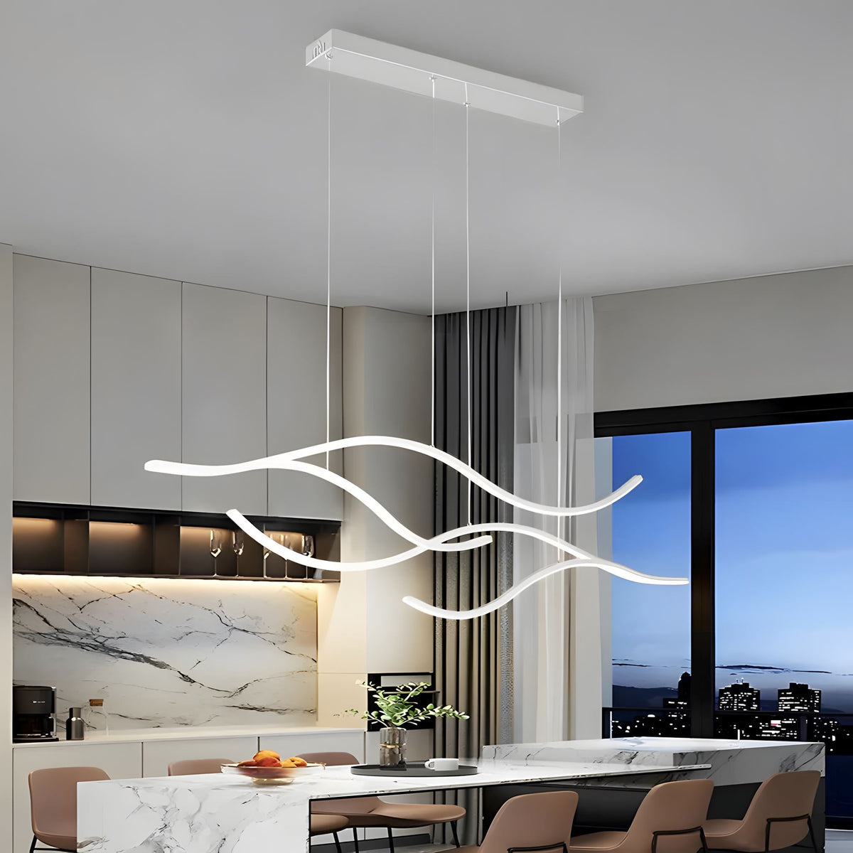 Gold Wave LED Linear Chandelier
