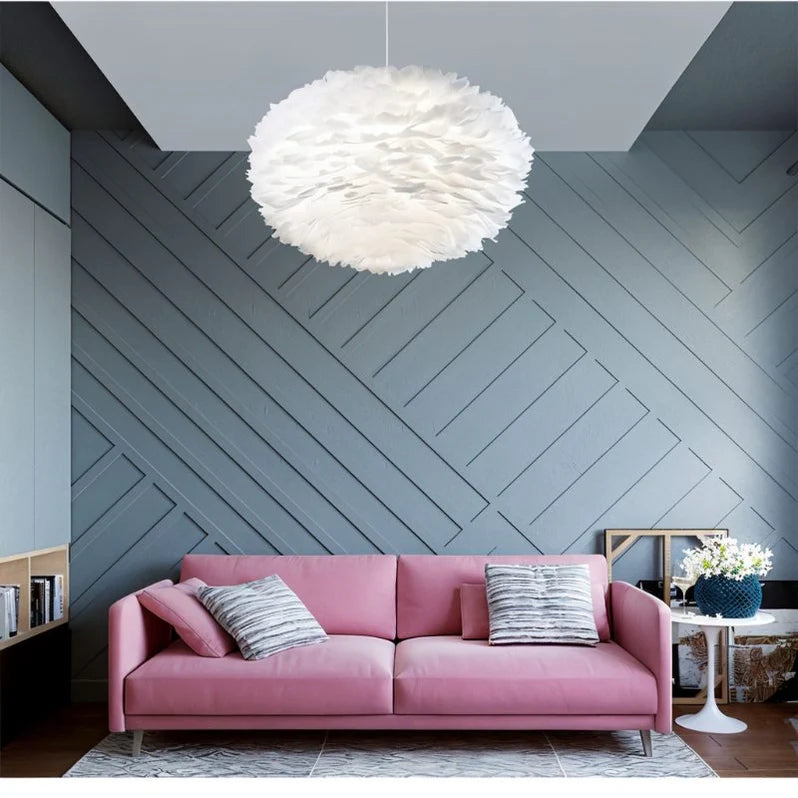 Feather Glow Pendant Light in a living room