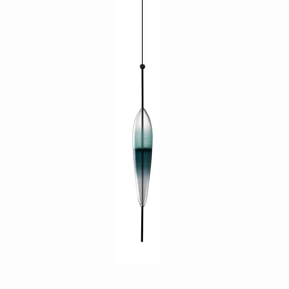 Gradient Blue Glass LED Pendant Light - A - Spindle