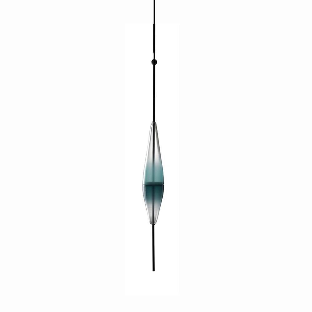 Gradient Blue Glass LED Pendant Light - C - Tapered