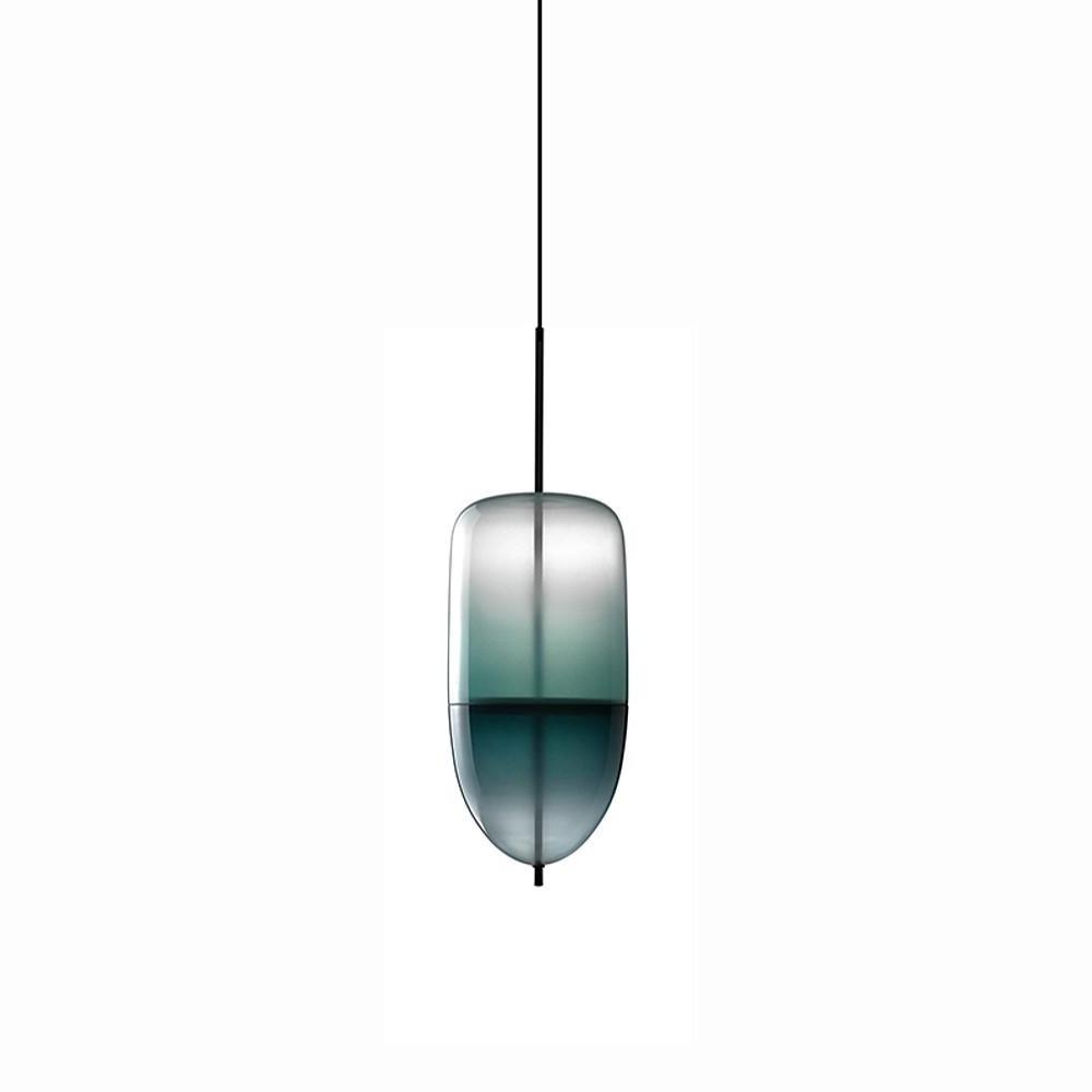 Gradient Blue Glass LED Pendant Light - D - Capsule