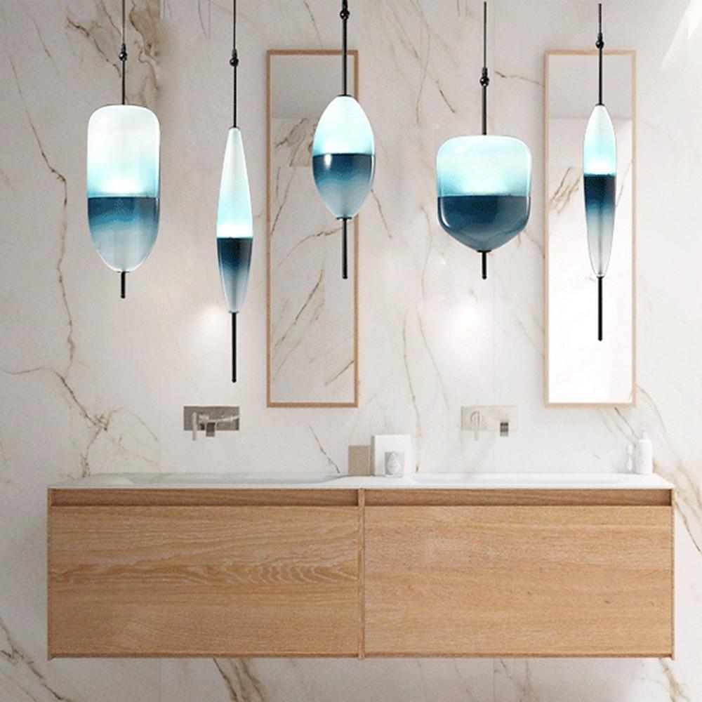 Gradient Blue Glass LED Pendant Light - view 3