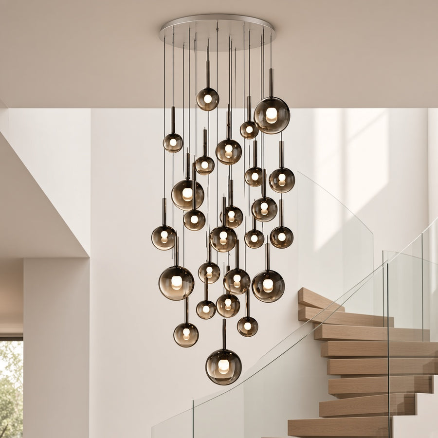 Gradient Glass Bubble Cascade Chandelier