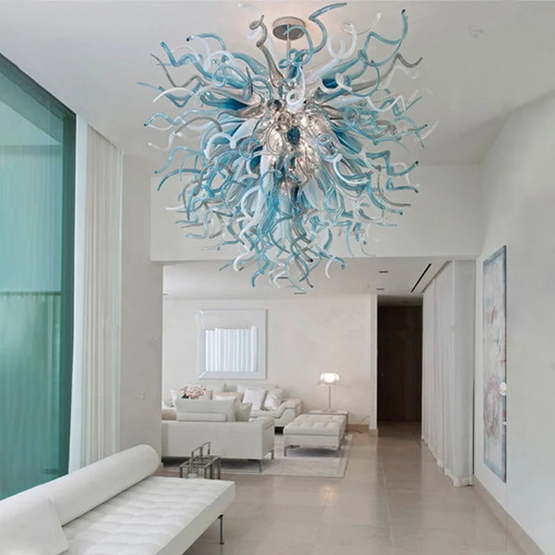 Blue Glass Chandelier
