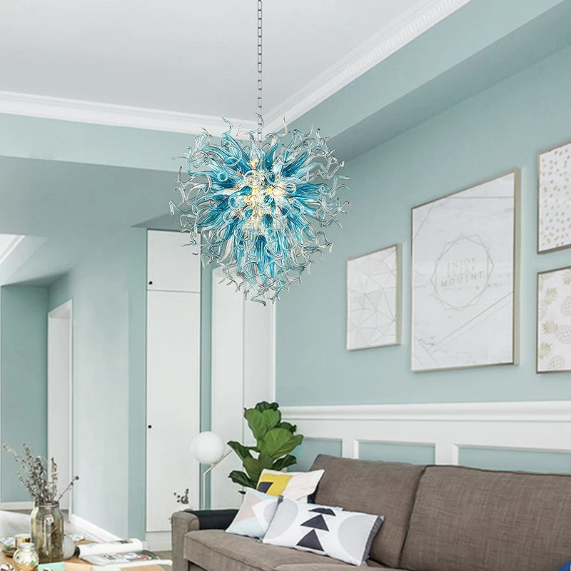 Blue Glass Chandelier