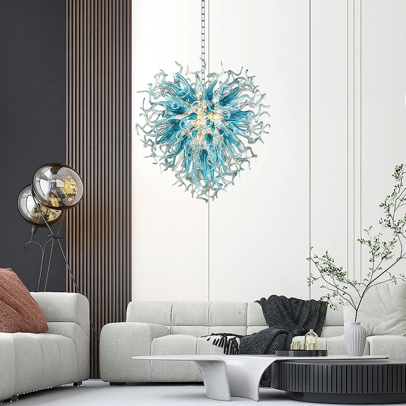 Blue Glass Chandelier