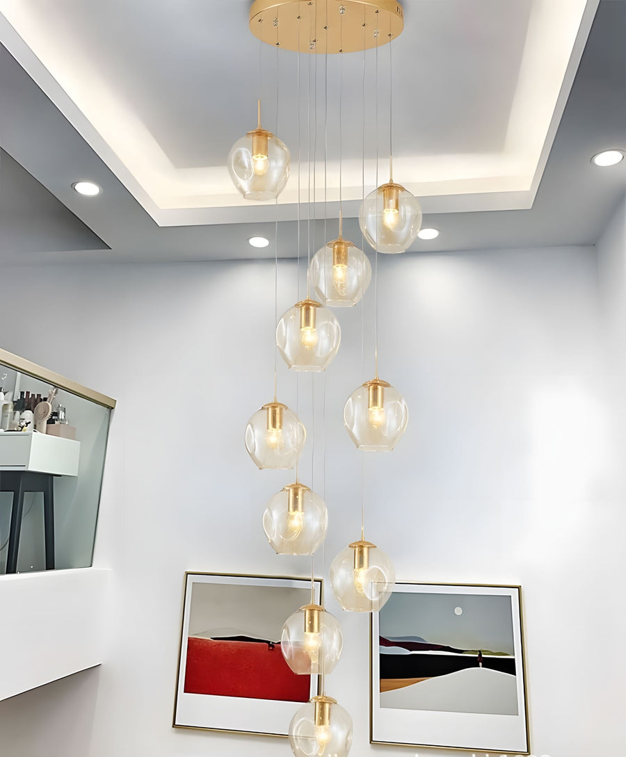 Glass Ball Spiral Chandelier