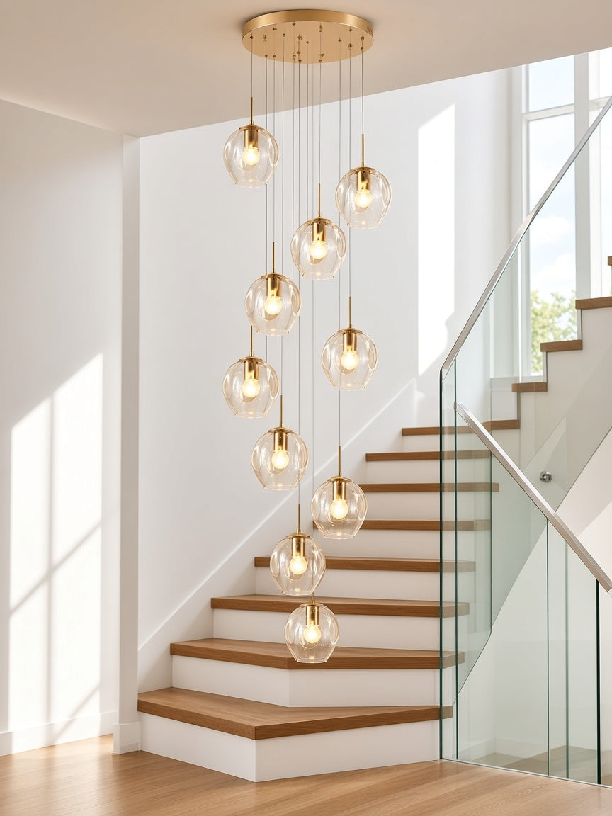 Glass Ball Spiral Chandelier