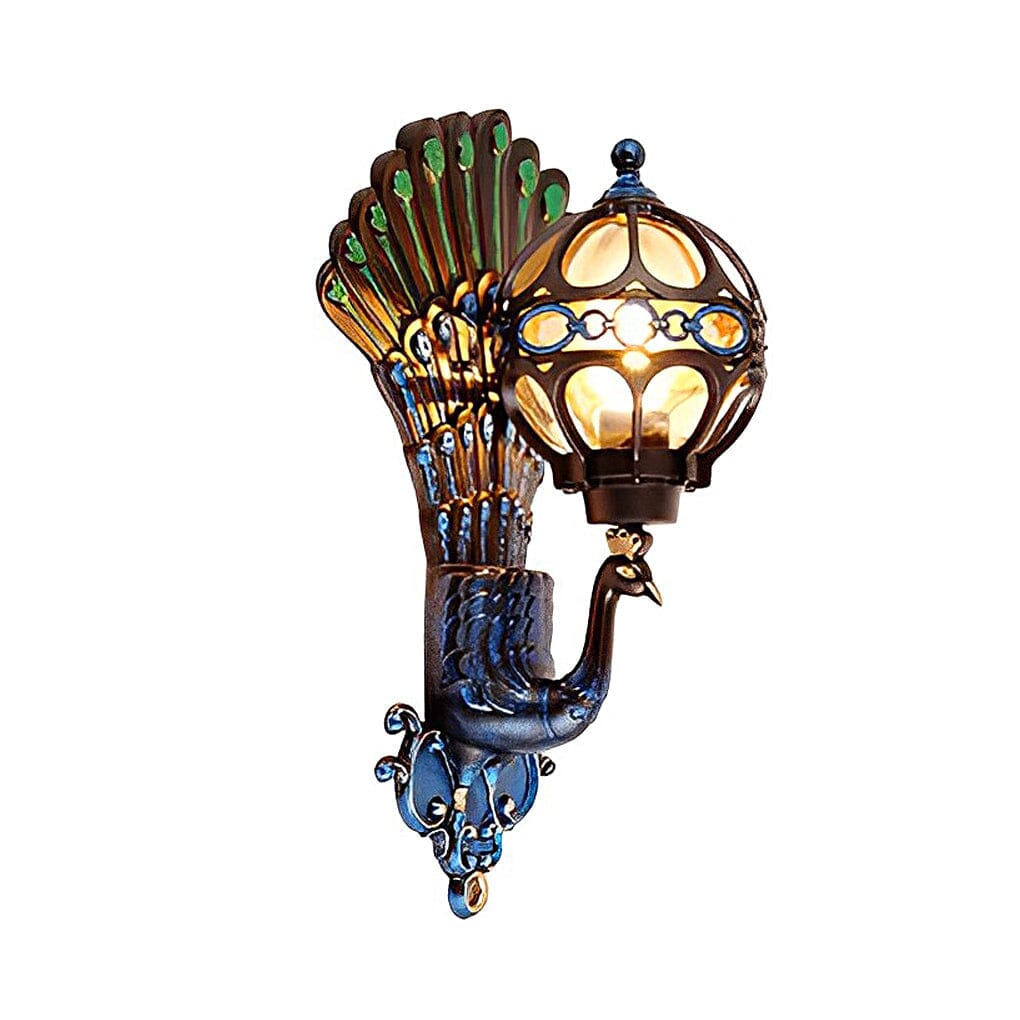 Hand-Painted Peacock Outdoor Wall Lantern - view 11