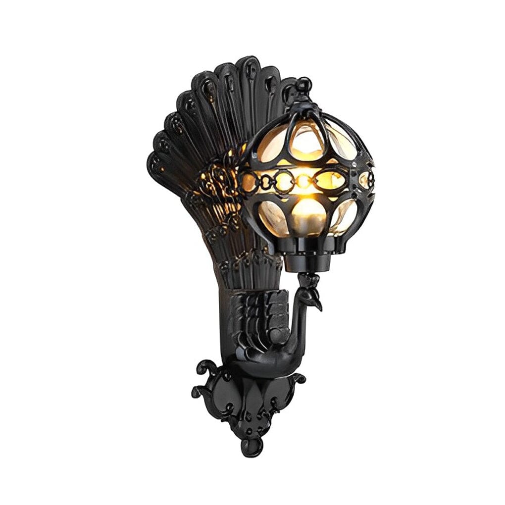 Hand-Painted Peacock Outdoor Wall Lantern - view 13