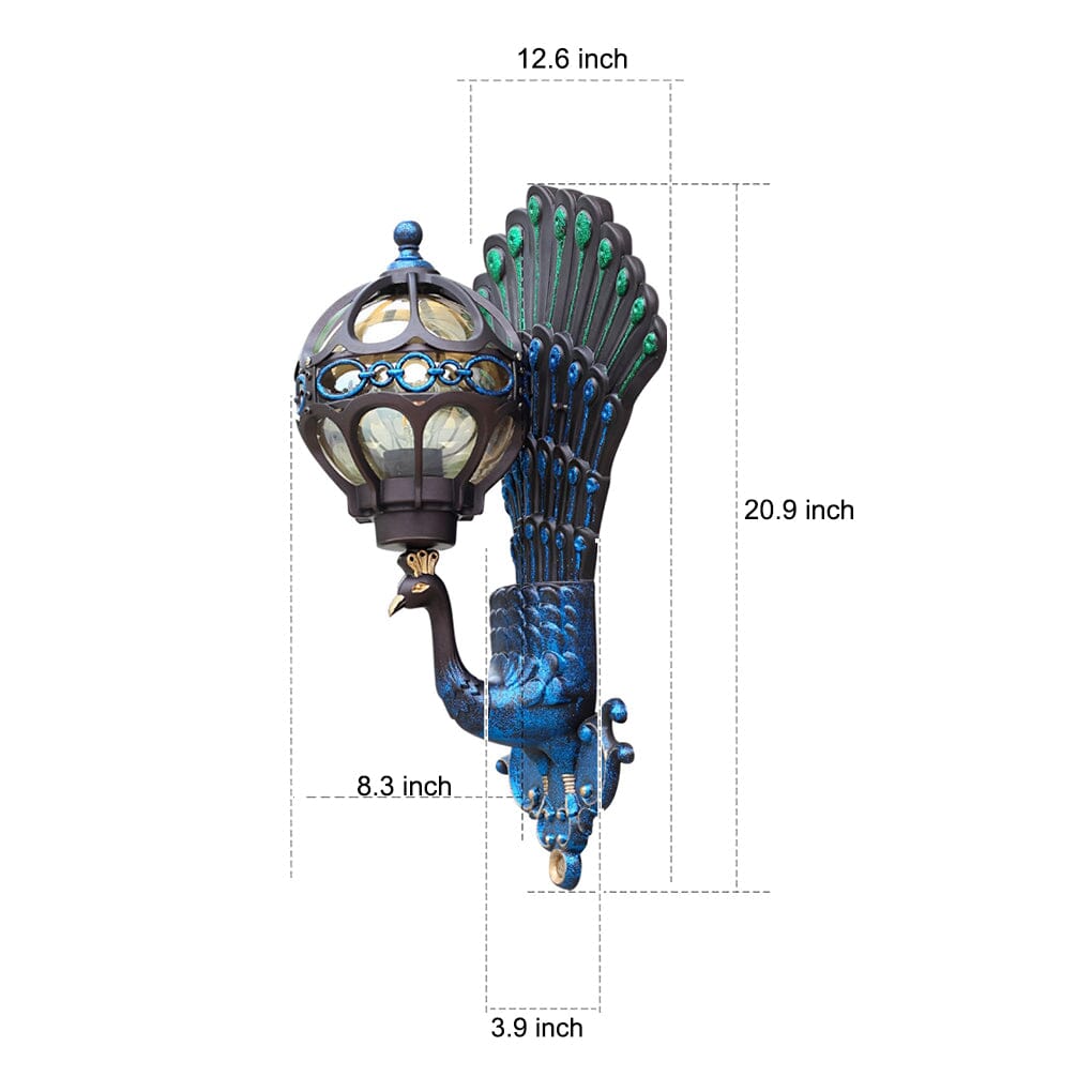 Hand-Painted Peacock Outdoor Wall Lantern - view 14