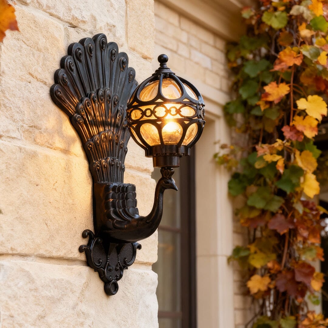 Hand-Painted Peacock Outdoor Wall Lantern - view 6