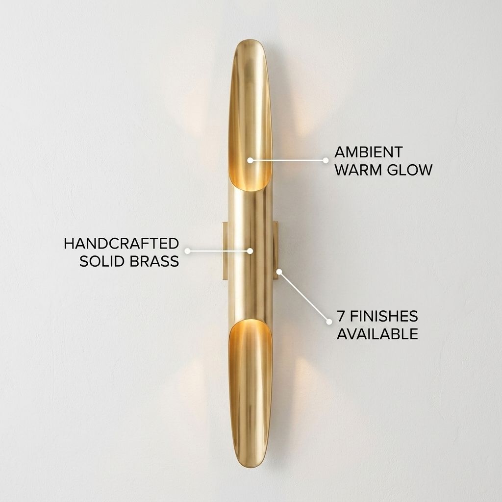 Brass Cylinder Wall Sconce Pair