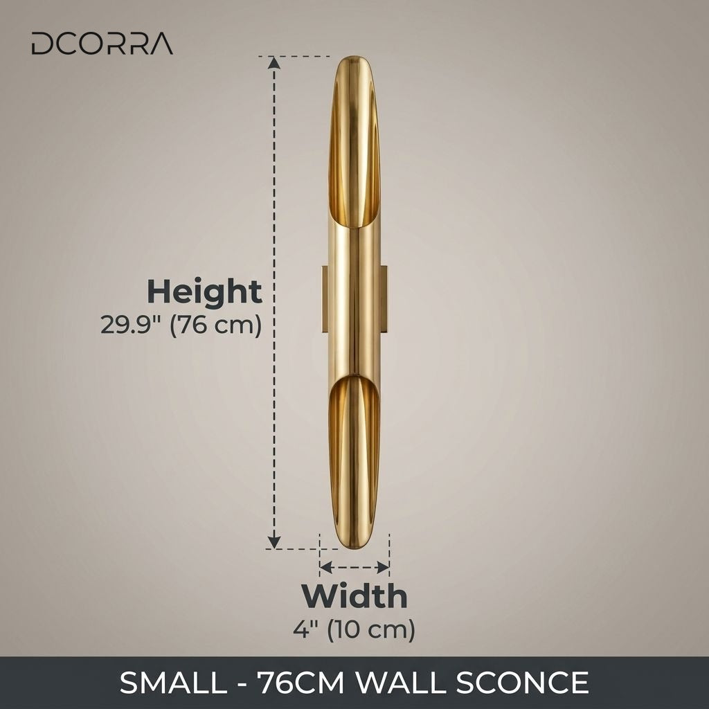 Brass Cylinder Wall Sconce Pair dimensions, antique patina, 30"/ 76cm
