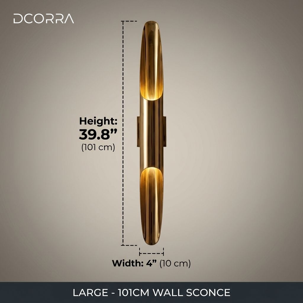 Brass Cylinder Wall Sconce Pair in antique patina, 39.8"/101cm on an exterior wall