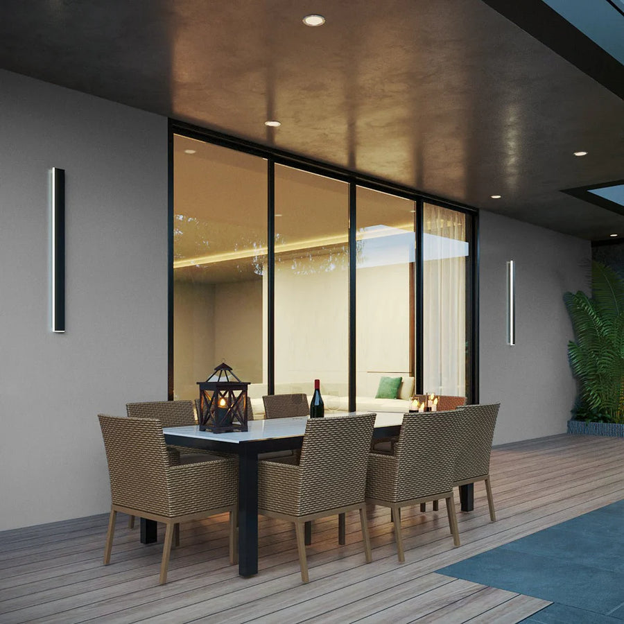 Premium LED Outdoor Wall Sconce on a patio