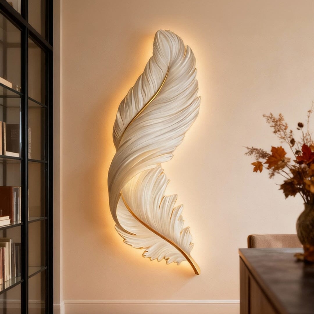 Illuminated Feather Wall Art Light - view 2