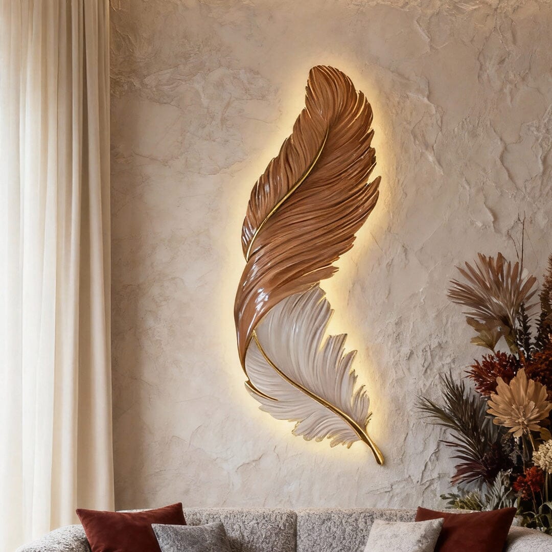Illuminated Feather Wall Art Light - view 3
