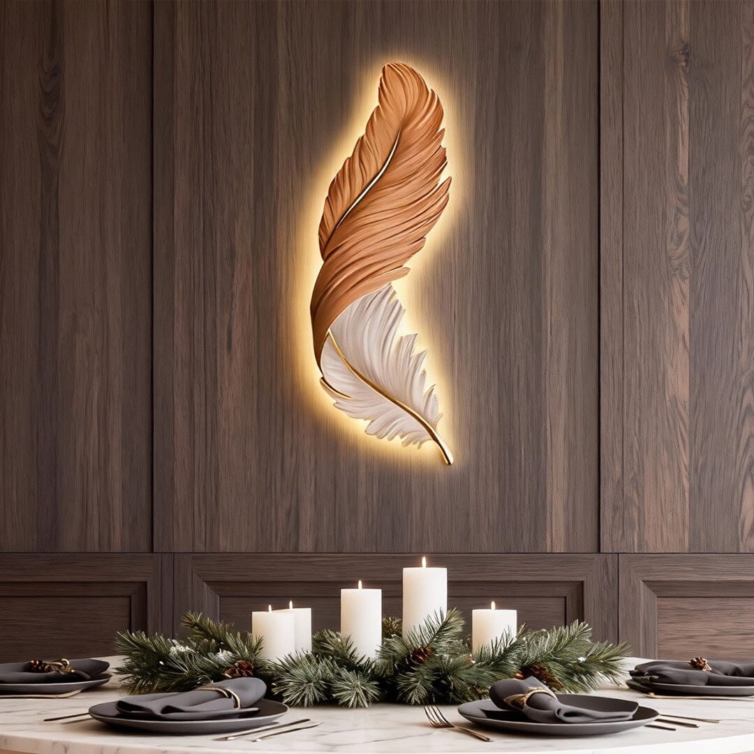 Illuminated Feather Wall Art Light - view 4