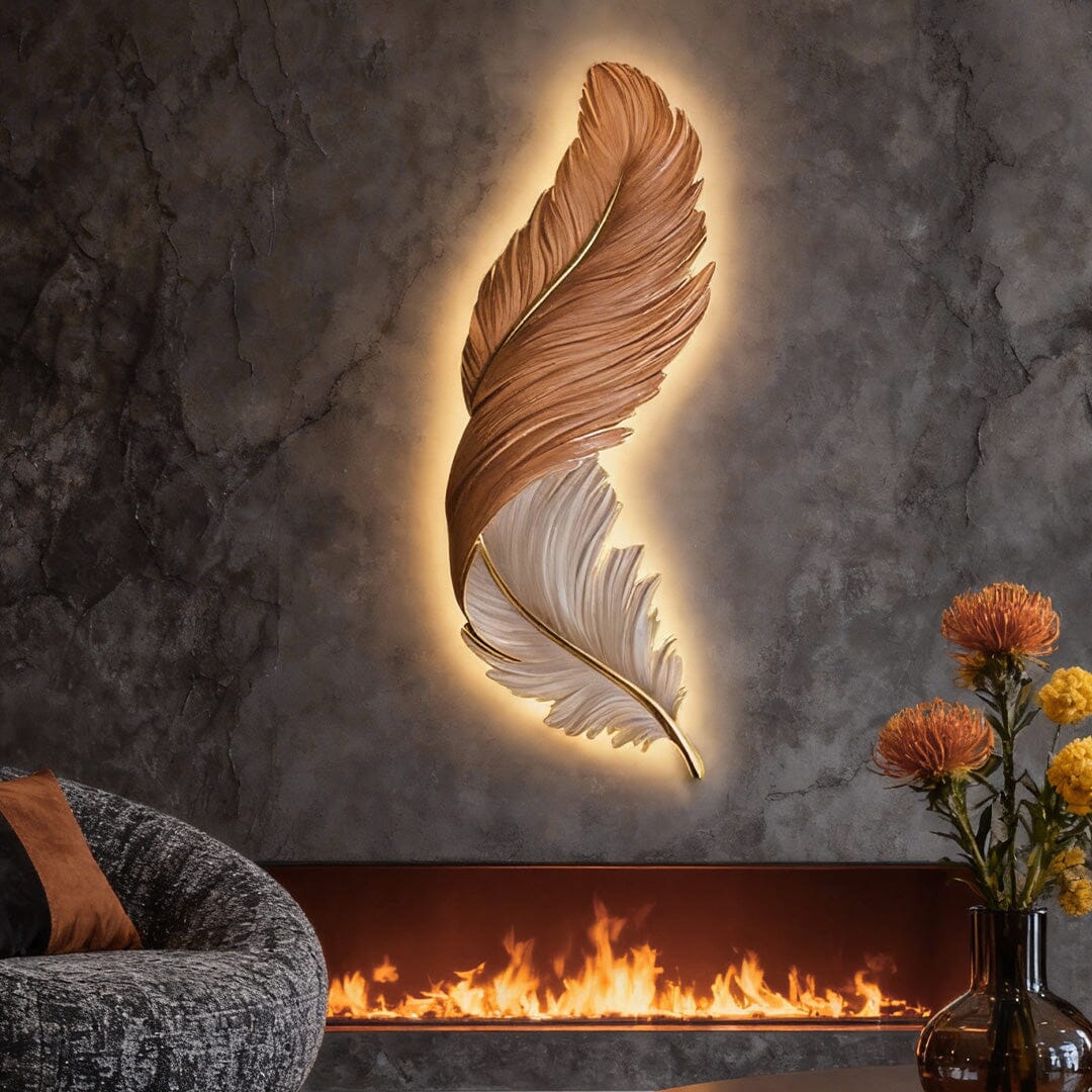 Illuminated Feather Wall Art Light - view 5