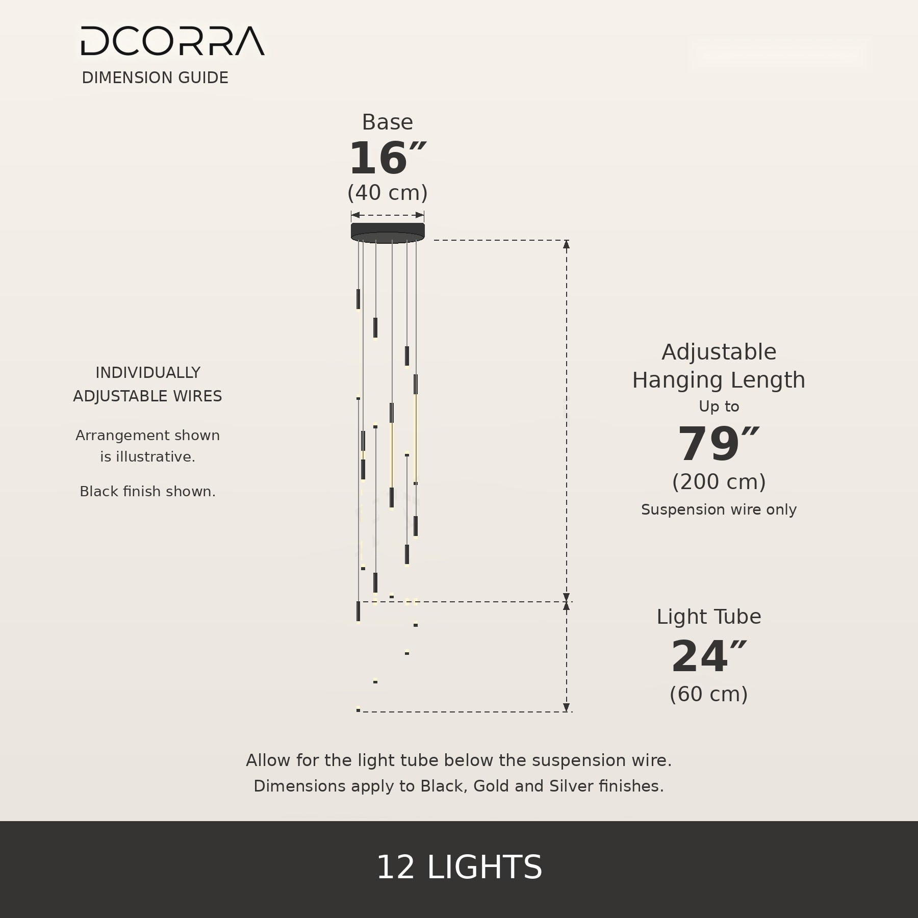 Illuminated Tube Cascade Staircase Chandelier - 12 Lights