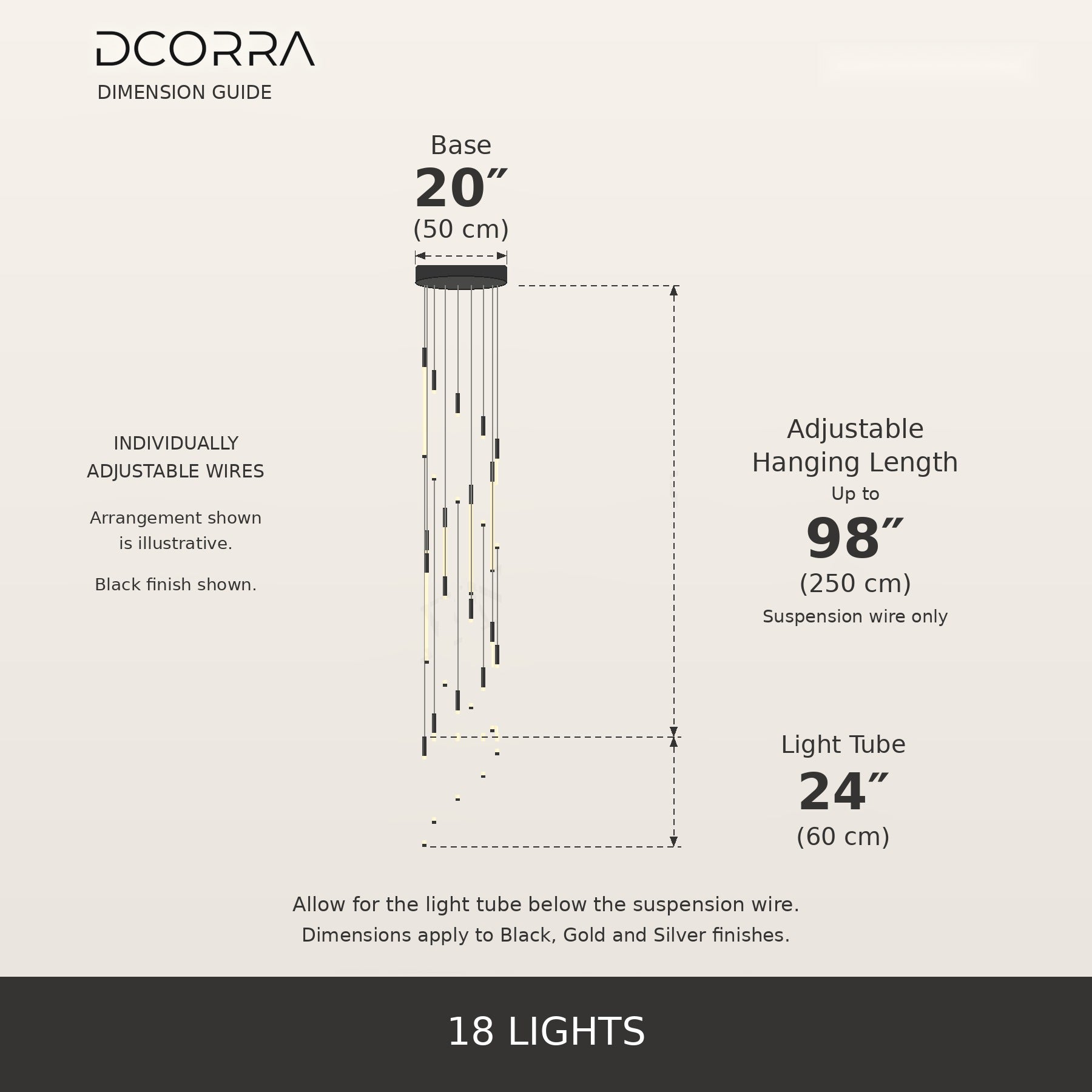 Illuminated Tube Cascade Staircase Chandelier - 18 Lights
