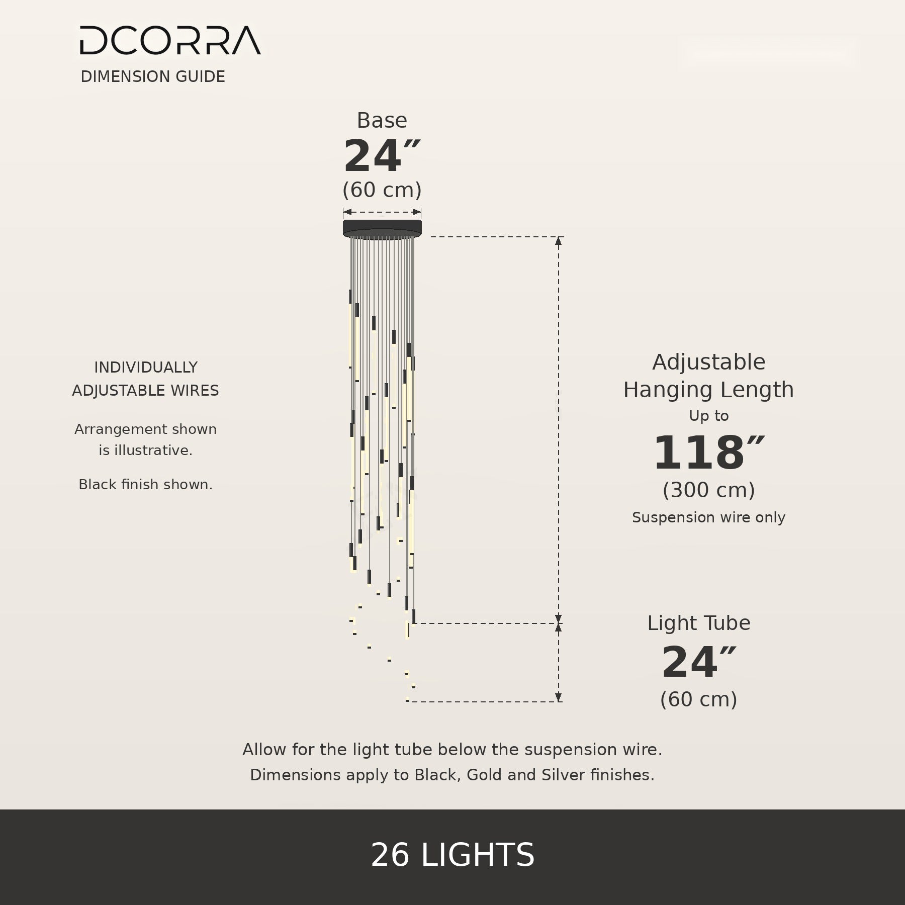 Illuminated Tube Cascade Staircase Chandelier - 26 Lights